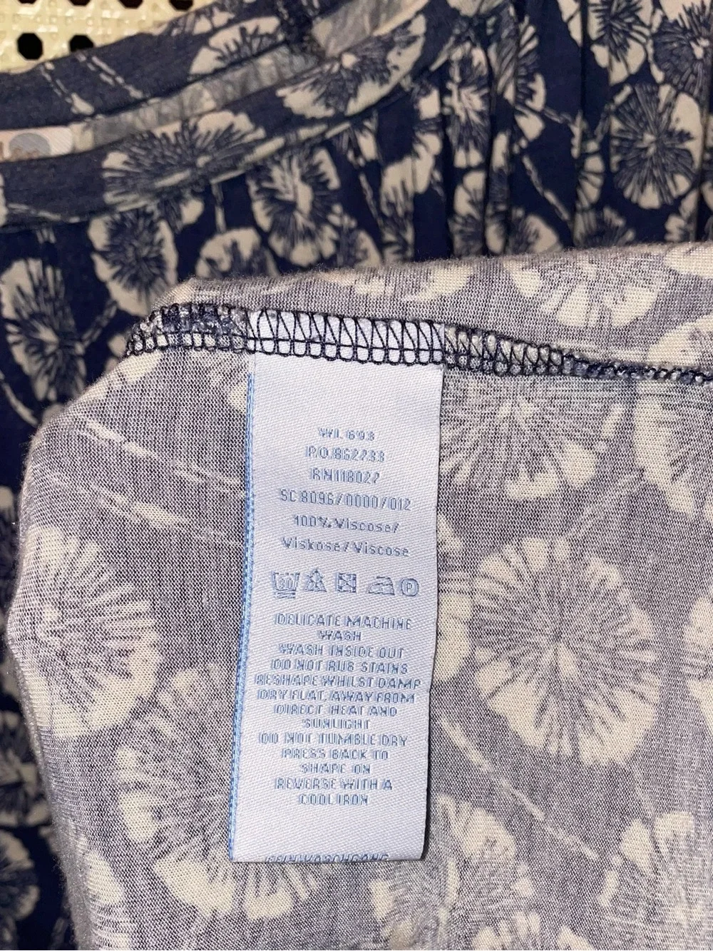 Boden Indigo Blue Floral Puff-Sleeve Knit Jersey Women's Top